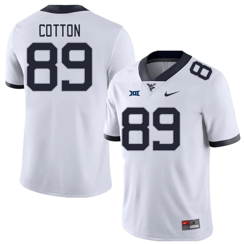 Men #89 DJ Cotton West Virginia Mountaineers College Football Jerseys Stitched Sale-White